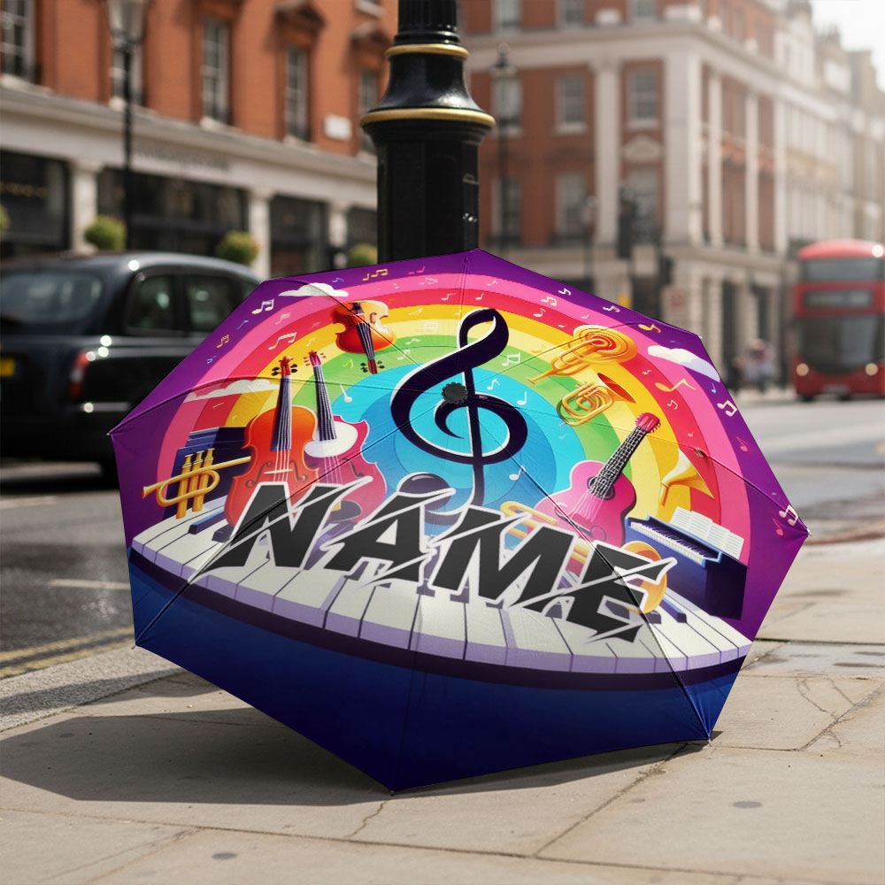Musical Instrument And Name - Custom Name umbrella, Music Theme Umbrella