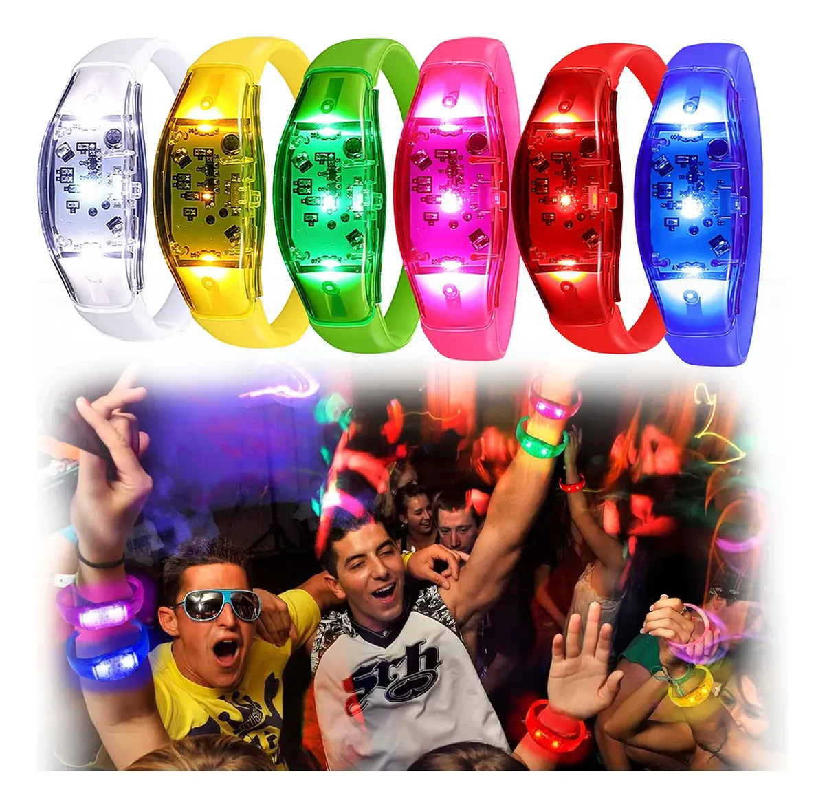Musical Instrument Gong - 6PCS LED Bracelets Sound Activated with