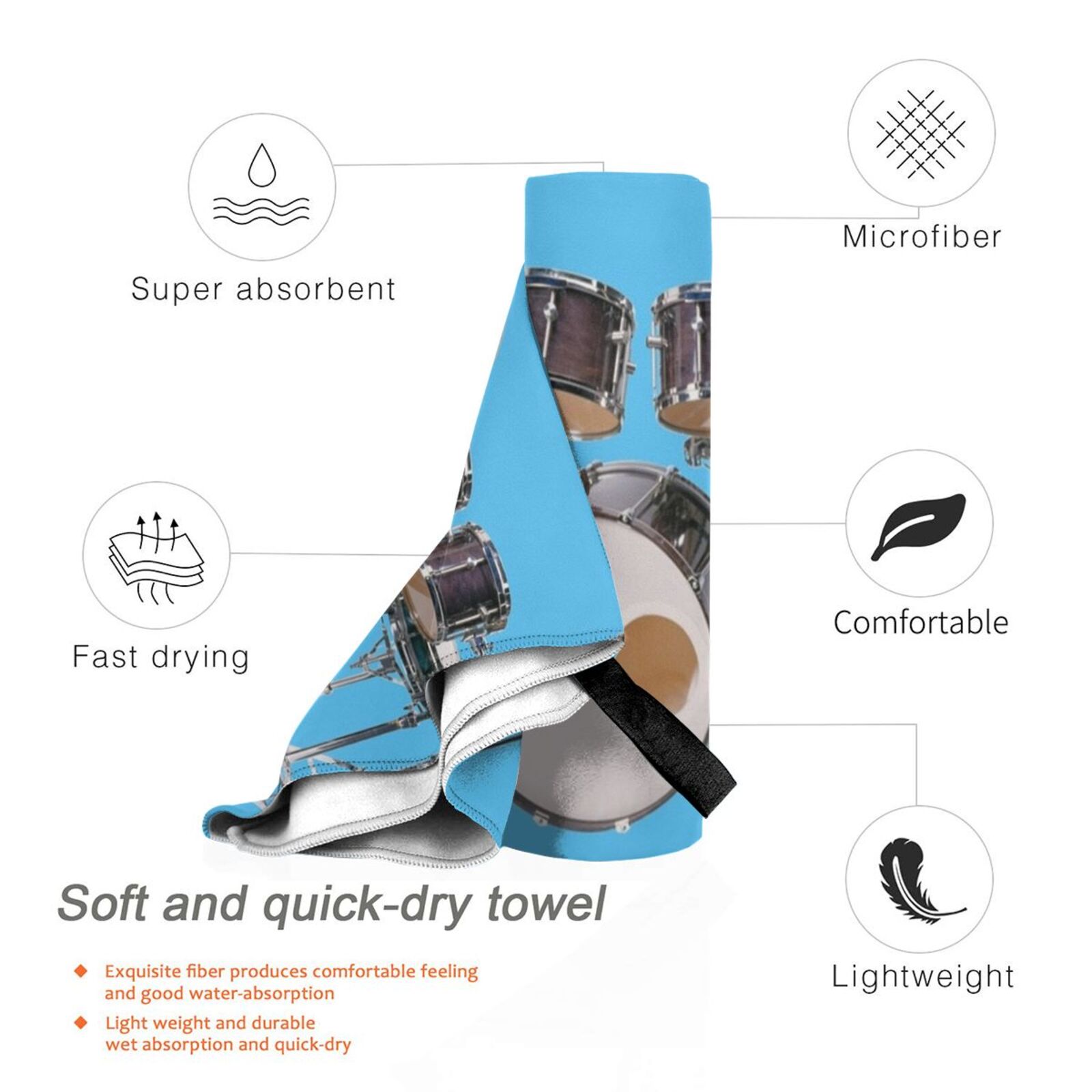 Drums Illustration Bath Towel  - Musical Instrument Image recension och pris