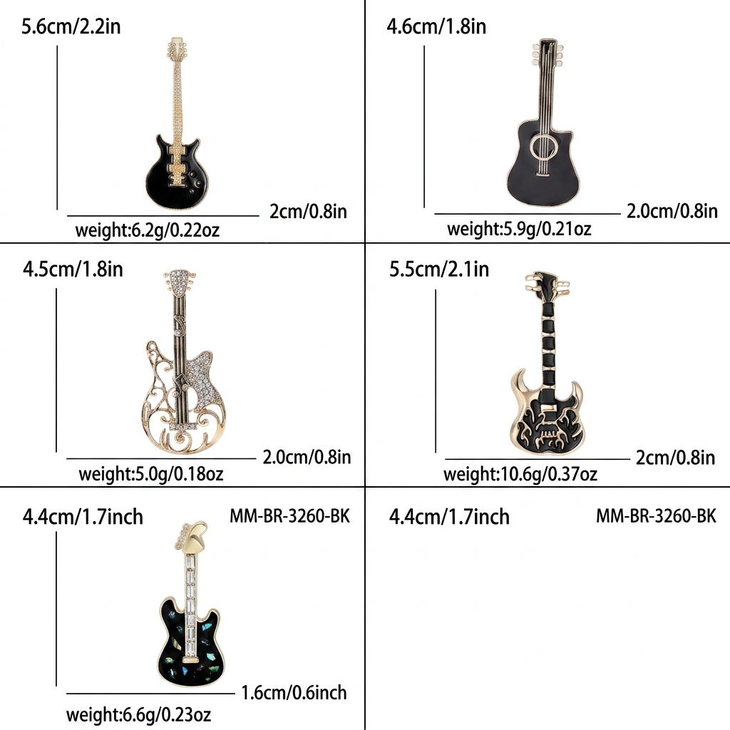 Trendy Enamel Guitar Brooches  - Musical Instrument Symbols recension och pris