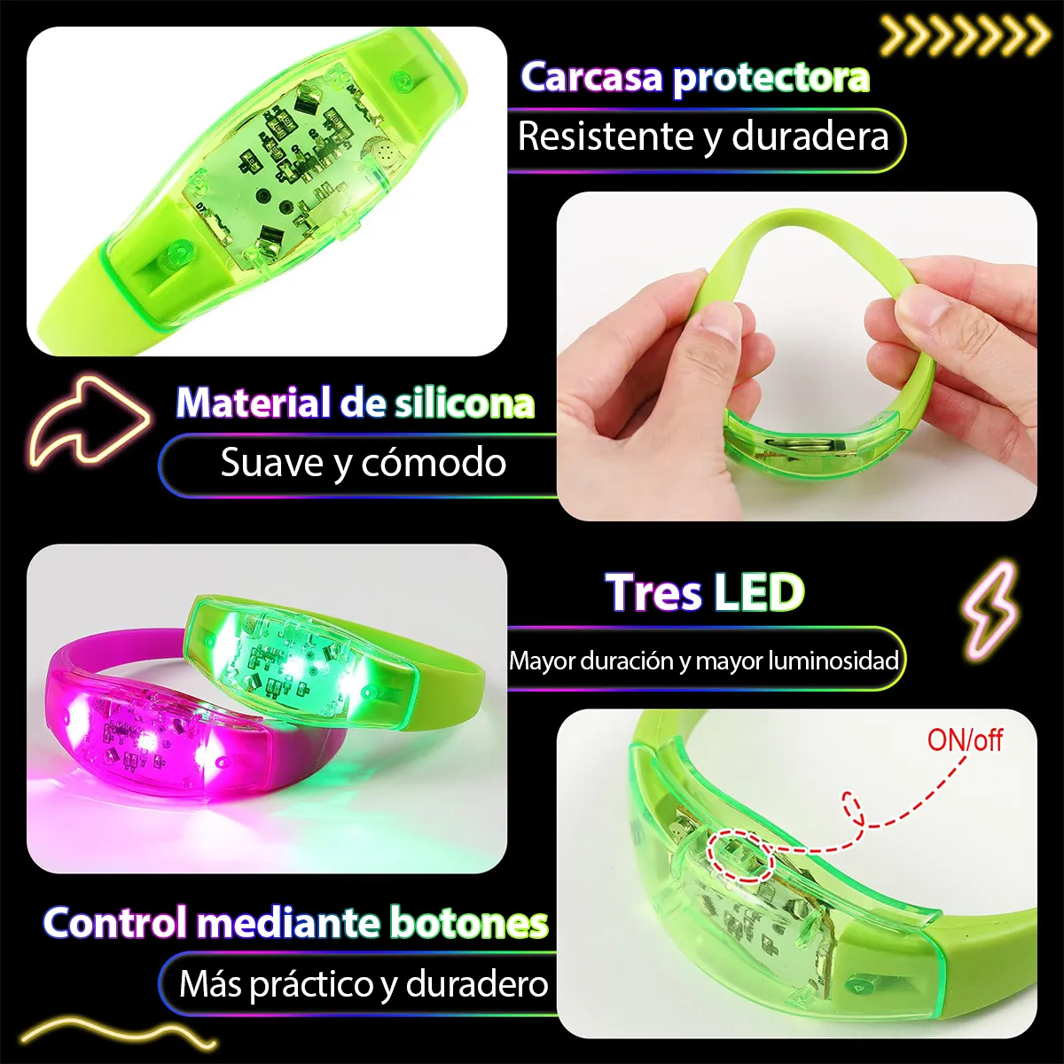 6PCS LED Bracelets Sound Activ - Musical Instrument Gong recension och pris